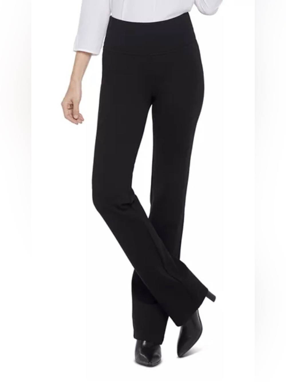 NYDJ Marilyn Straight Pull-On Pants Black L NWT